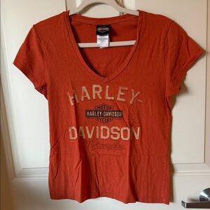 Harley-Davidson Vintage Women's Orange Tee with Logo